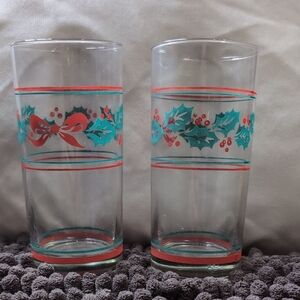 EUC Vintage KIG Indonesia Christmas Tumblers glasses Set Of 2 *BINJ